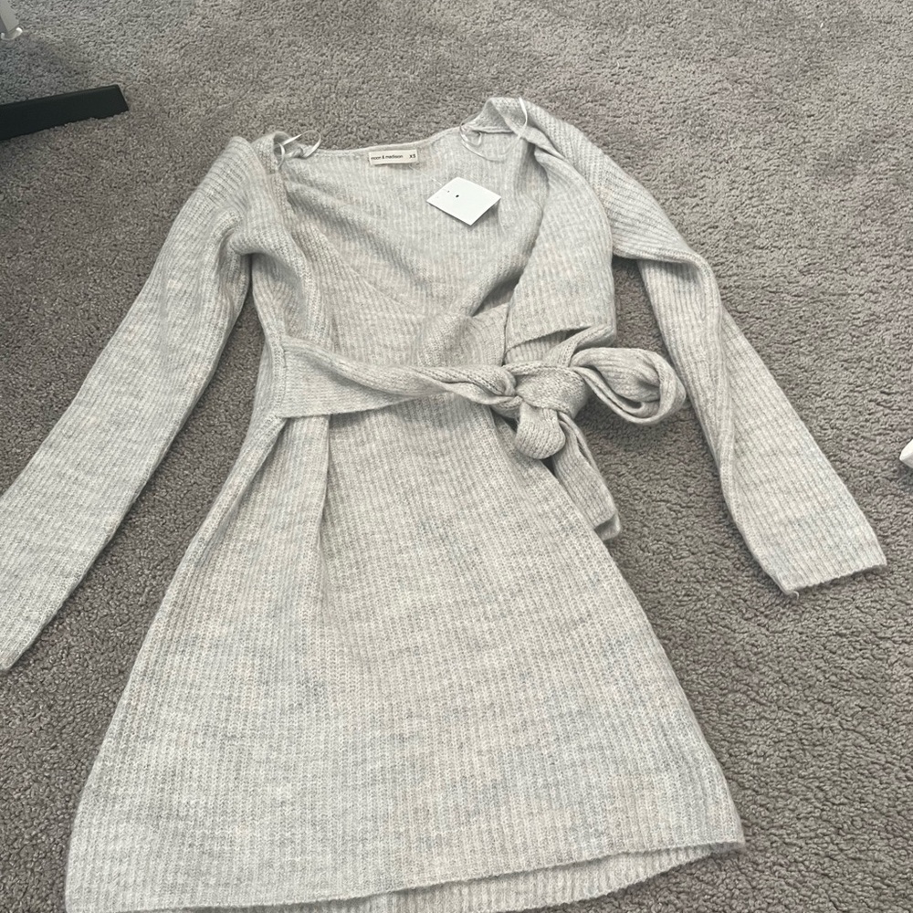 Moon & Madison Cream Knit Wrap Dress